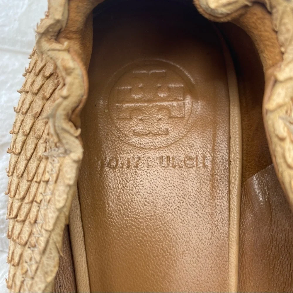 TORY BURCH  Python Embossed Leather Minnie Scrunch Ballet Flats